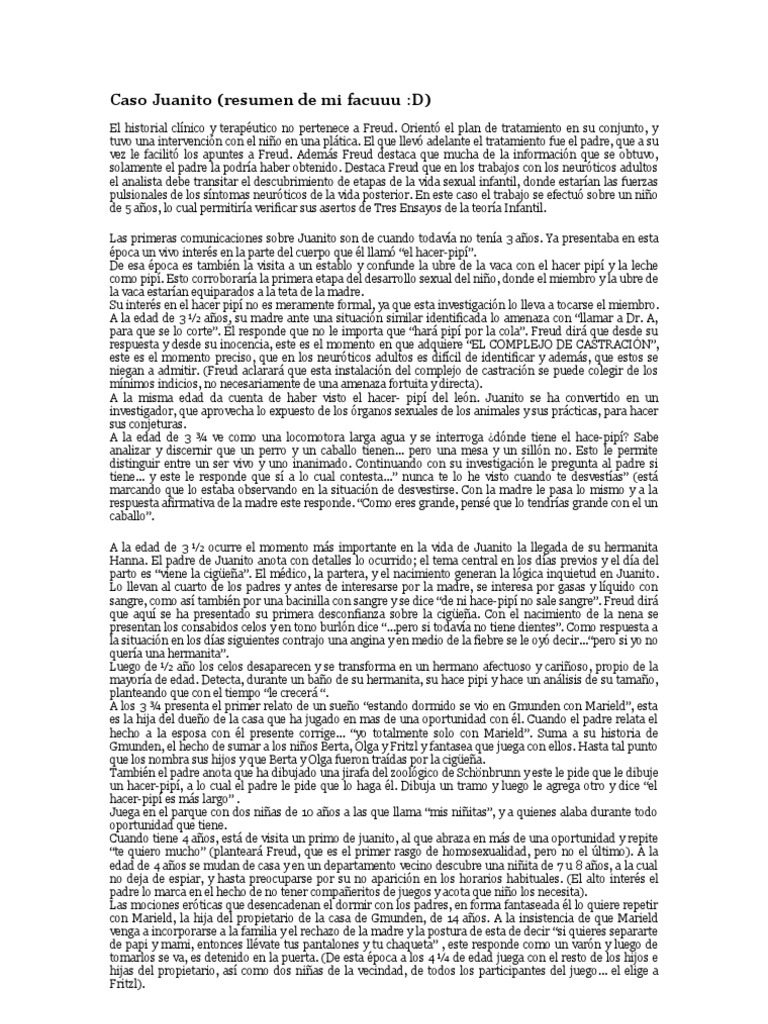 Análisis del Caso Juanito en Freud | PDF | Jacques Lacan | Neurosis