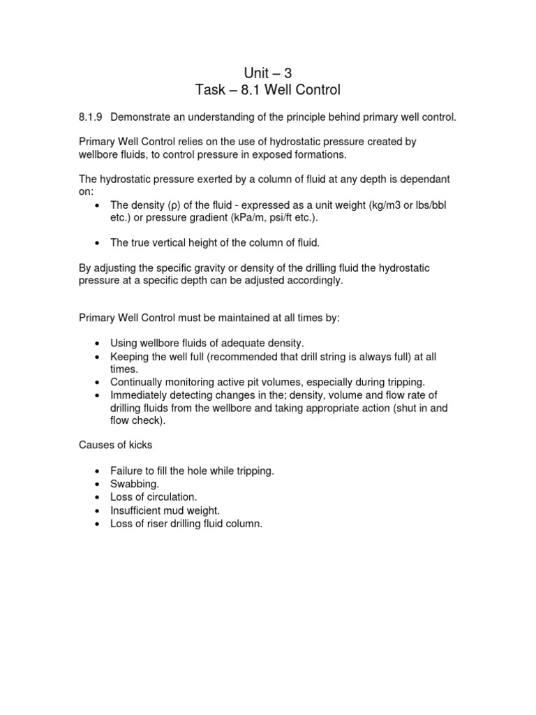 Primary Well Control Principles | PDF