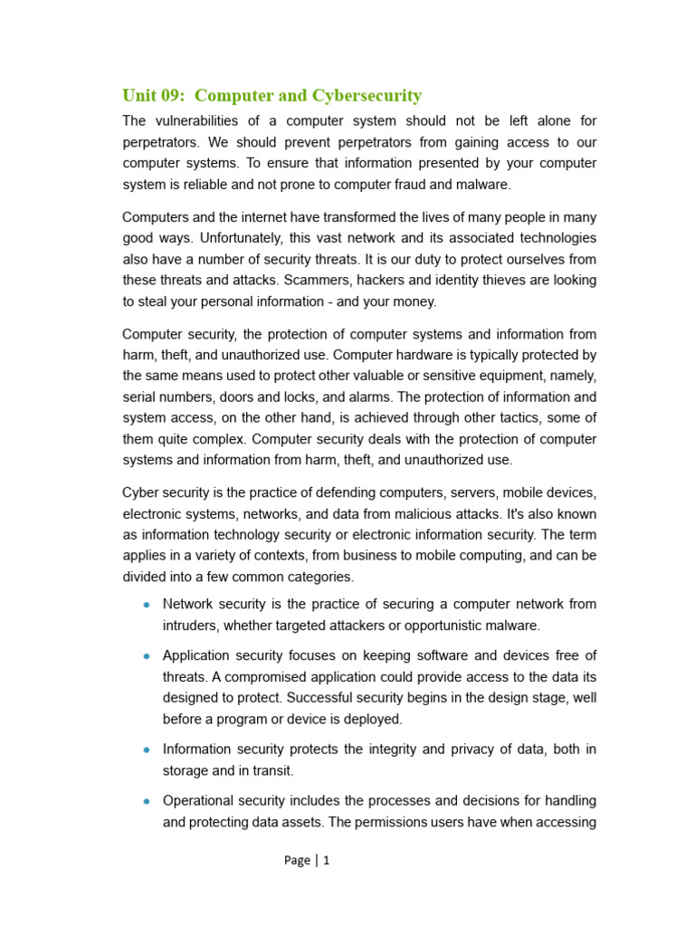 Computer Security and Cyber Threats | PDF | Security | Computer Security