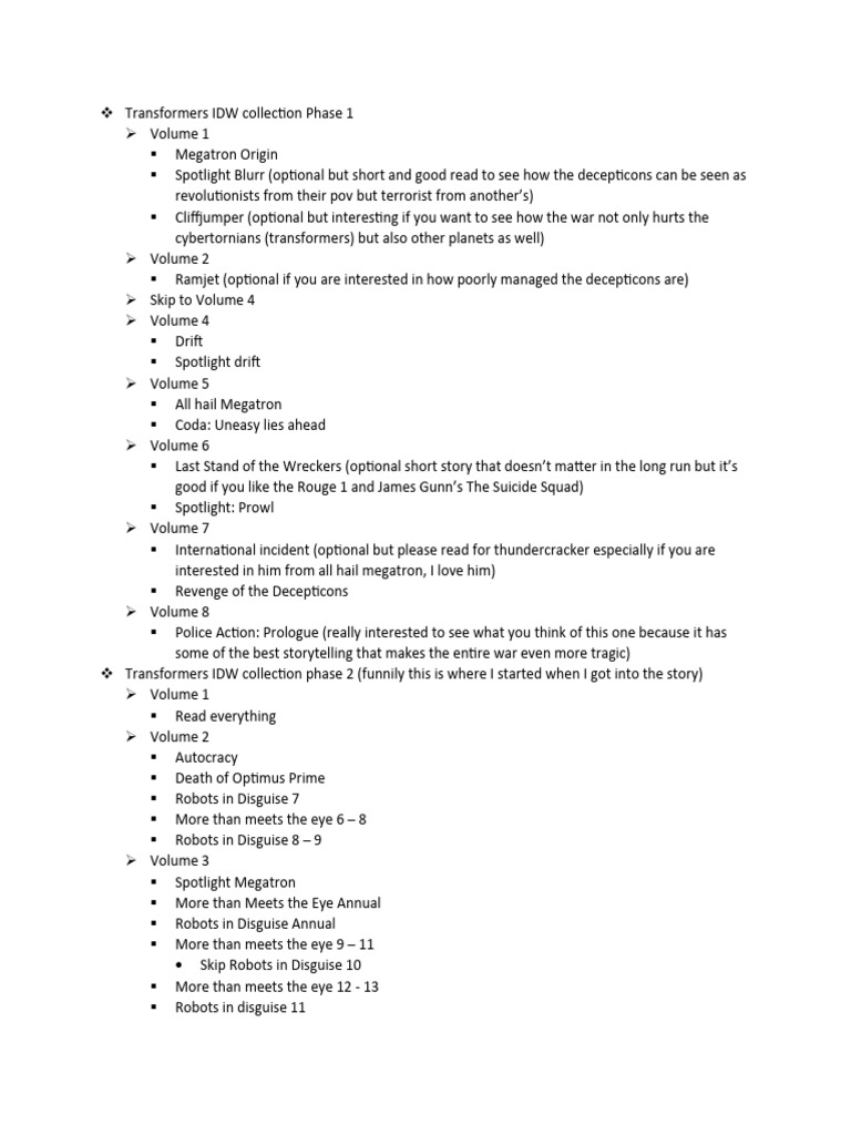 Transformers idw less jumpy reading order pdf fictional objects