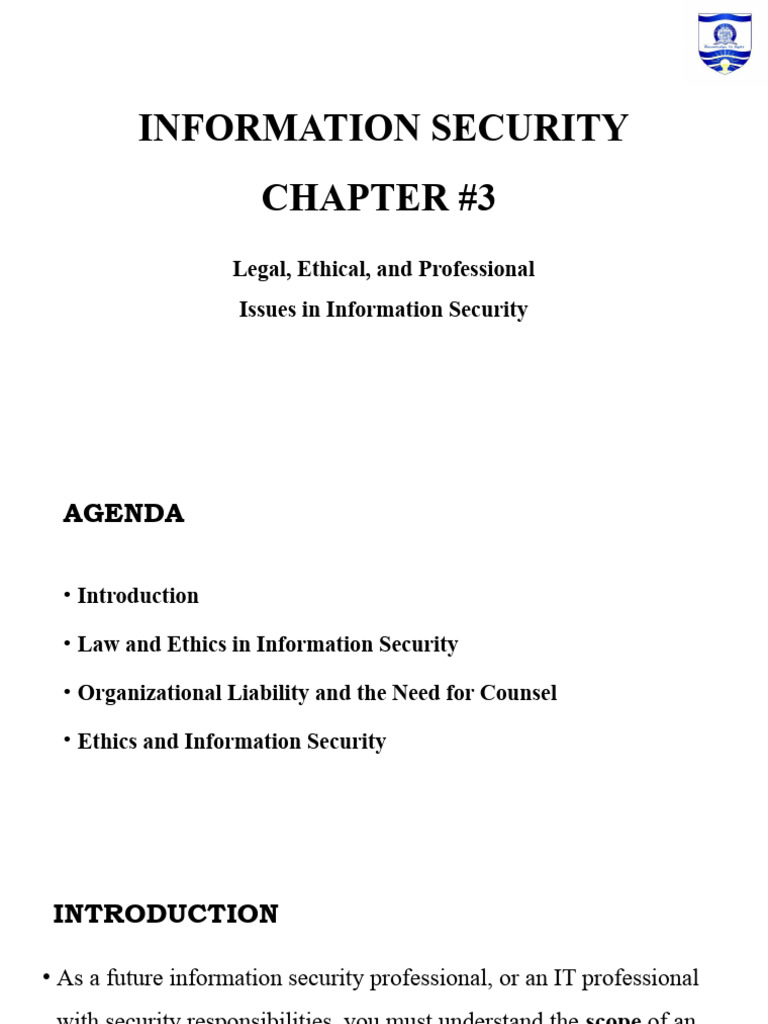 Legal and Ethical Issues in Info Security | PDF | Information Security ...