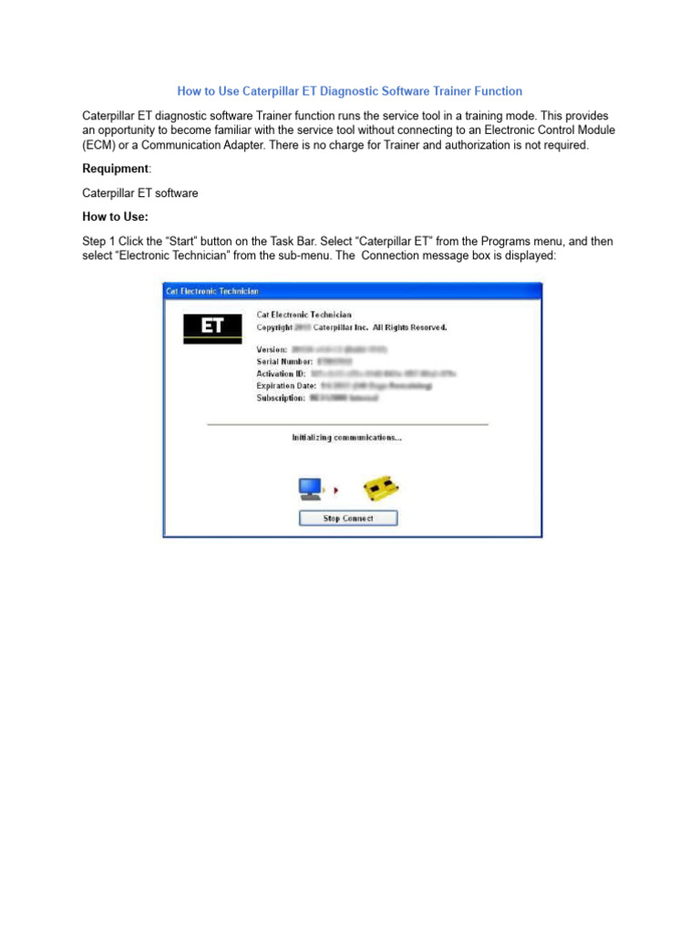 How To Use Caterpillar ET Diagnostic Software Trainer Function | PDF