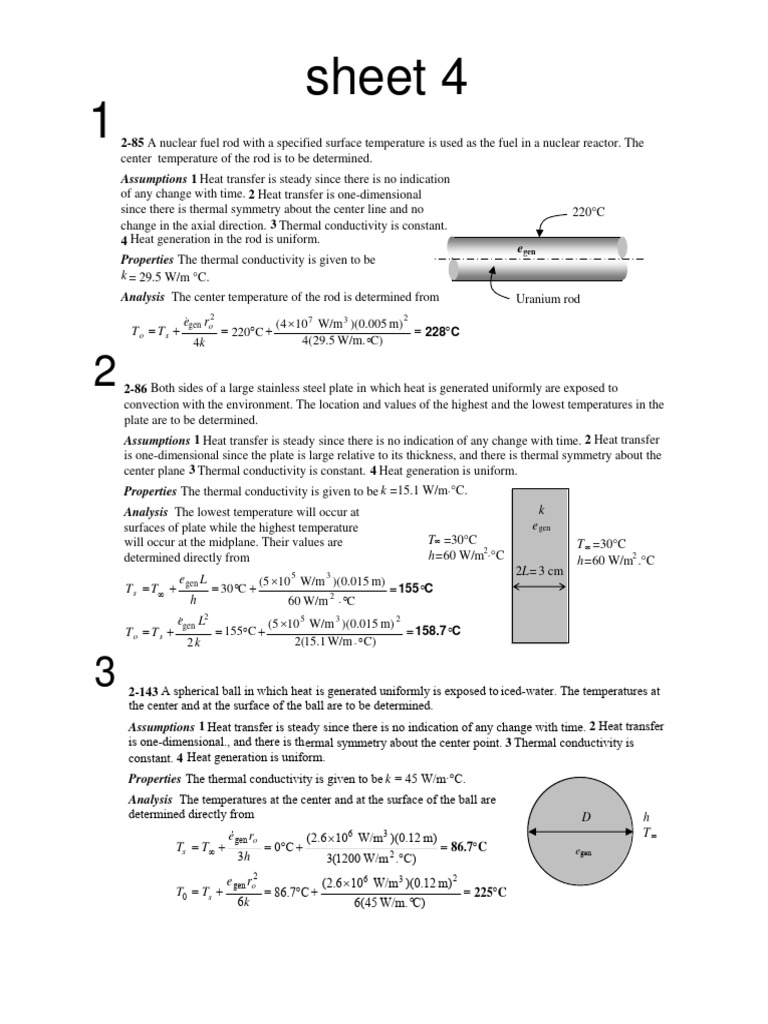 Sheet 4 | PDF | Heat Transfer | Thermal Conduction