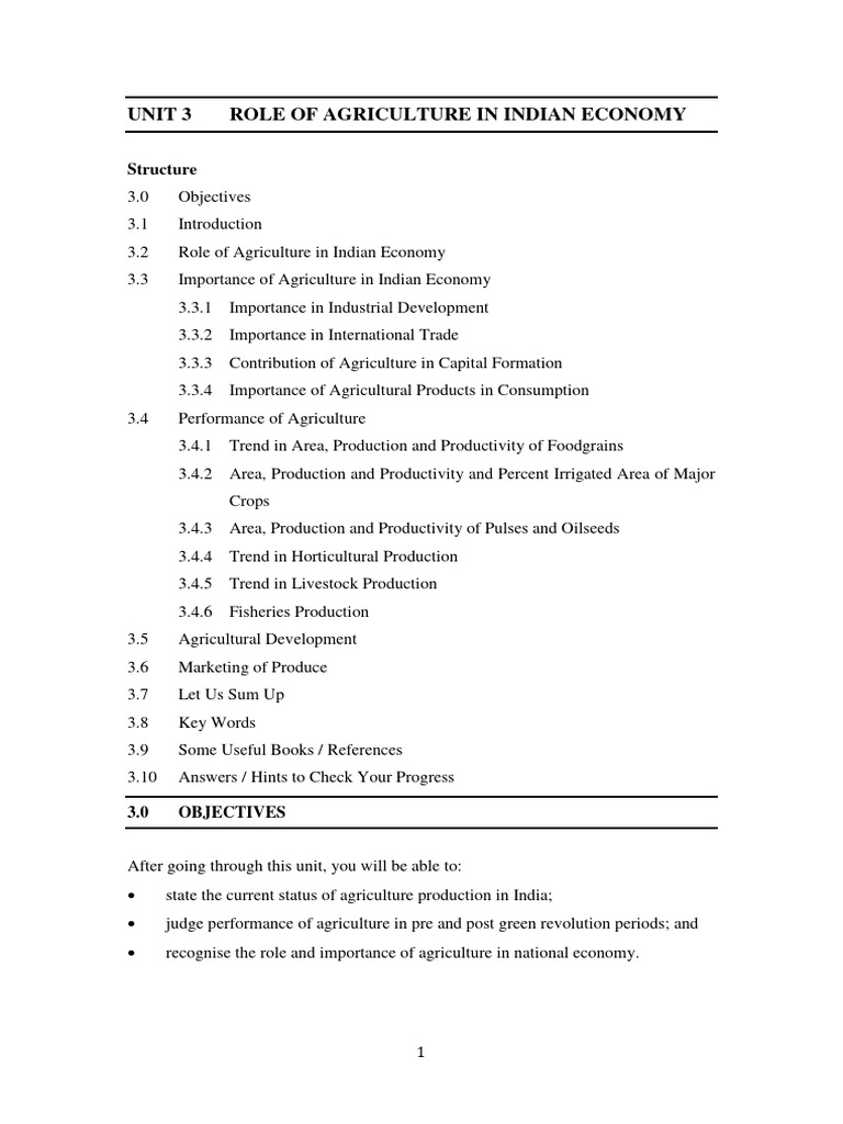 Role of Agriculture in India's Economy | PDF | Agriculture | Economy Of ...