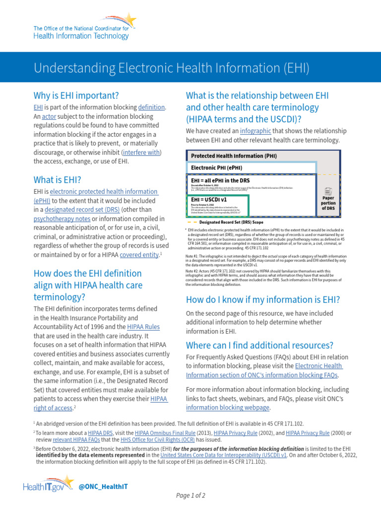 Understanding EHI | Download Free PDF | Health Insurance Portability ...