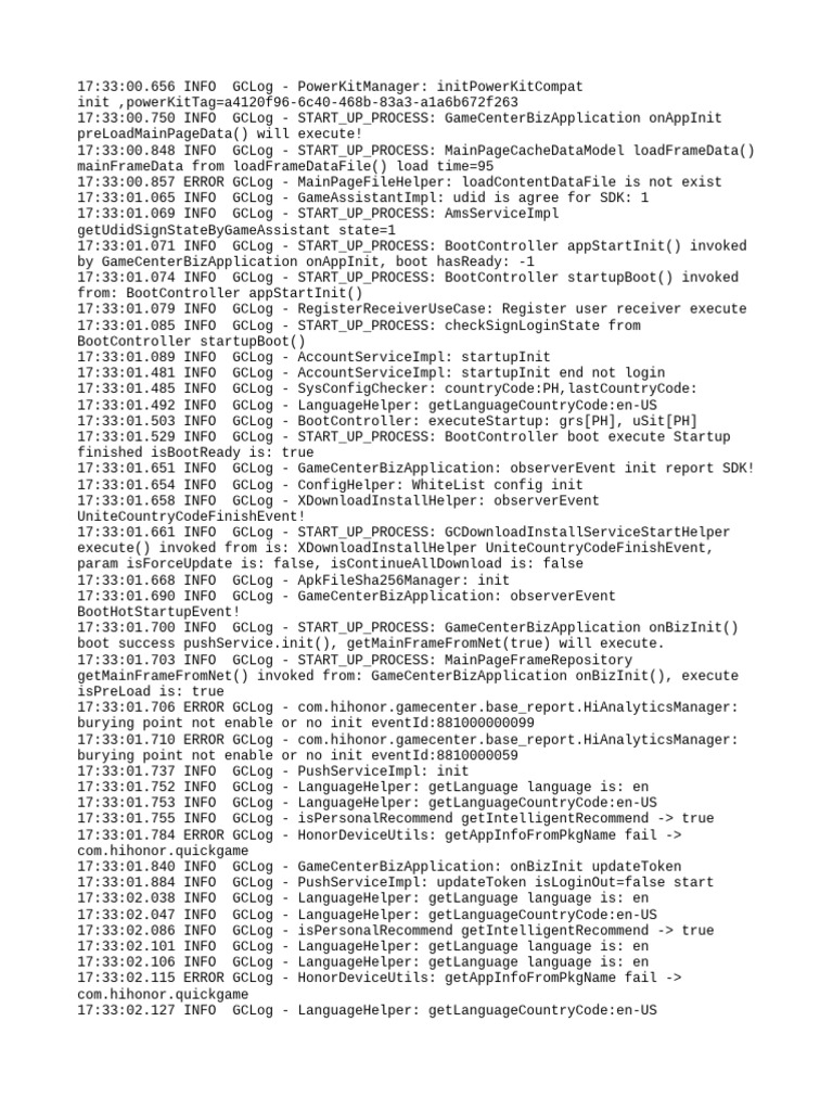 GameCenterBizApplication Startup Logs | PDF | Cyberspace | Computing