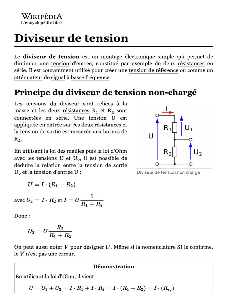 Diviseur de Tension PDF — free download