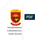 Programming Fundamentals Short Review