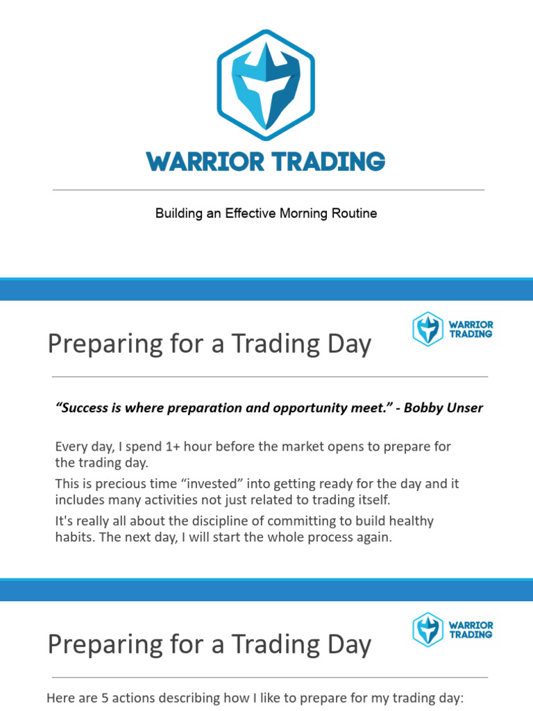 Morning Trading Routine & Stock Selection | PDF | Business | Economies