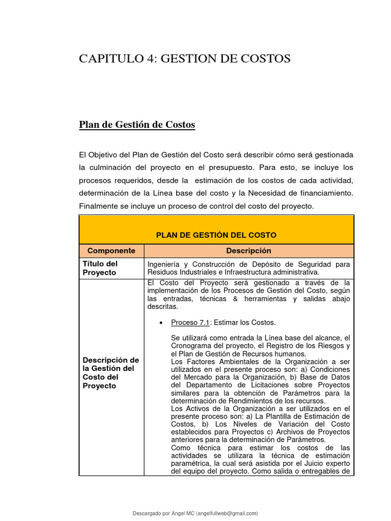 2 Gestion de Costos Proyecto Segun Pmi 2 | PDF | Presupuesto | Business