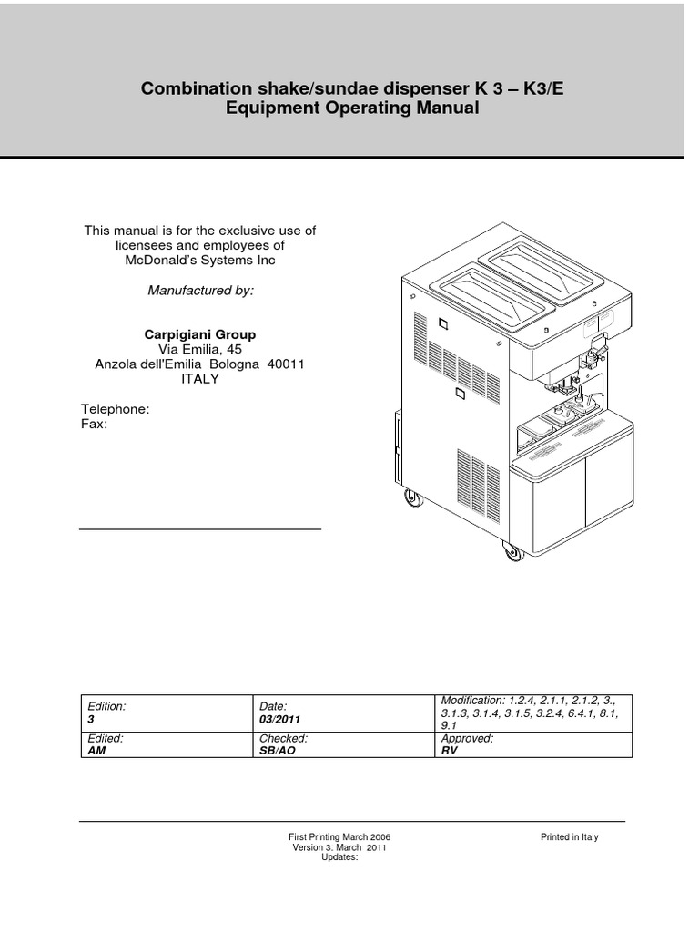 Carpigiani K3 Manual | PDF | Switch, image size:768x1024