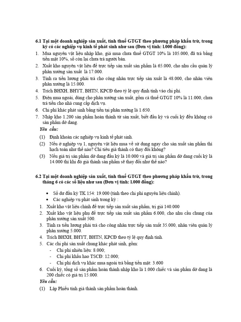 Bài Tập Chuong 6 | PDF
