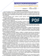 Características sociedades tradicionais e modernas