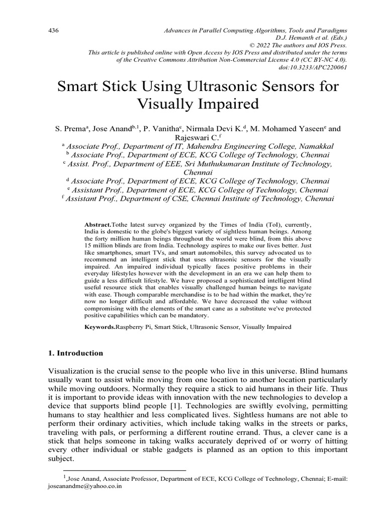 Ultrasonic Smart Stick for the Visually Impaired | PDF | Visual ...