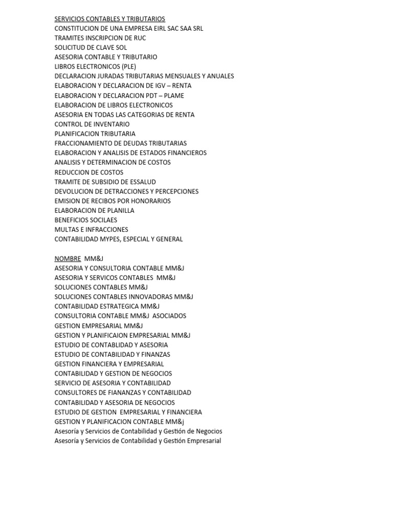 Servicios Contables y Tributarios | PDF