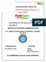 Effect of Training & Development at Parle Agro Research Report