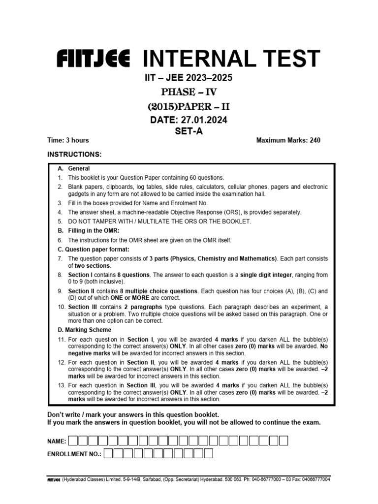 Phase-4 2015 P (2) 27.01.2024 Q.paper Set-A | PDF | Methyl Group | Isomer