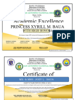 Template Certificate Academic Excellence Award 1