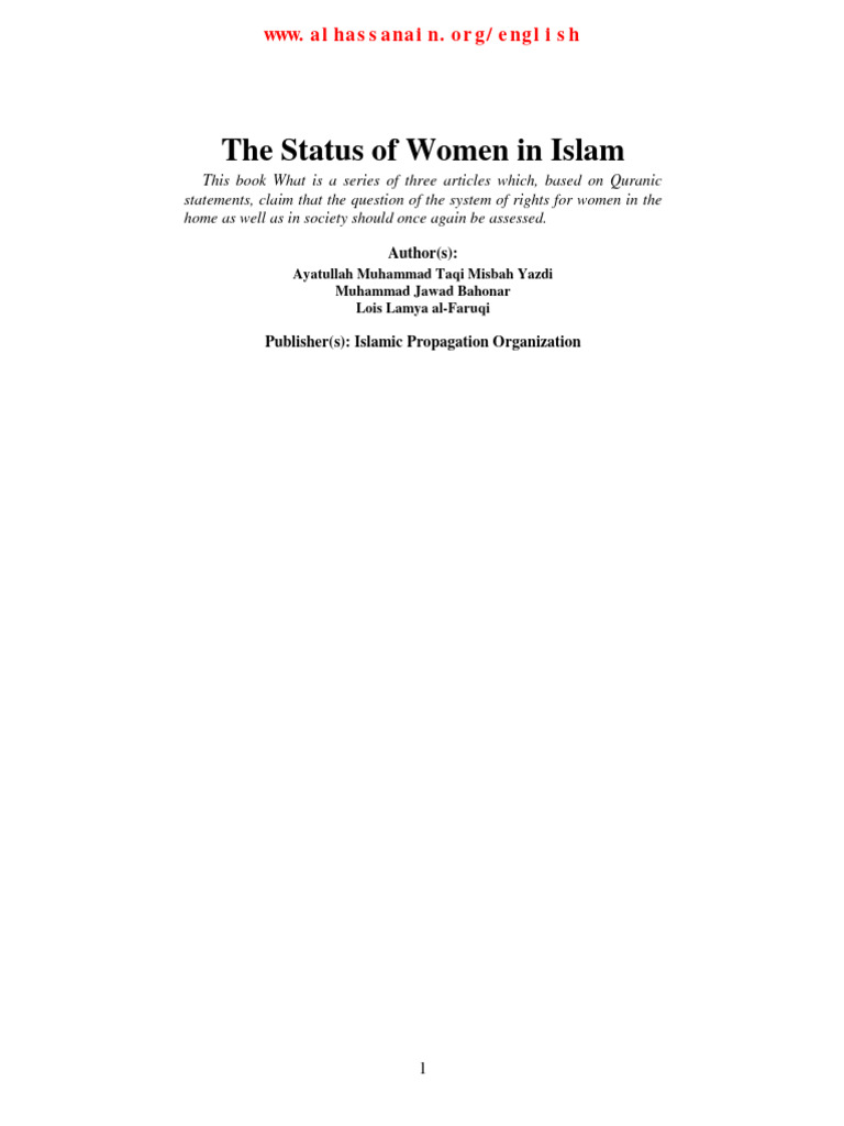 The status of women in islam pdf salvation afterlife