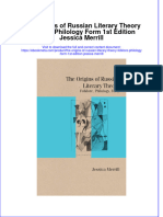 Full Ebook of The Origins of Russian Literary Theory Folklore Philology Form 1St Edition Jessica Merrill Online PDF All Chapter