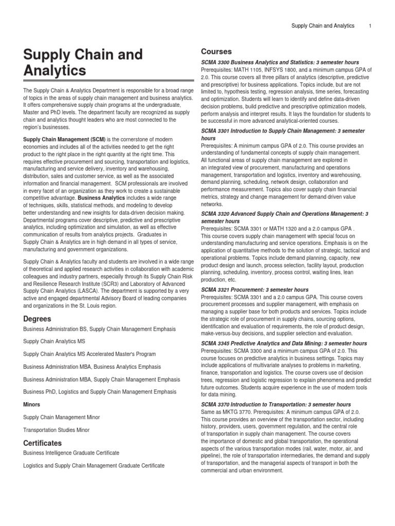 Supply Chain & Analytics Education | PDF | Analytics | Supply Chain