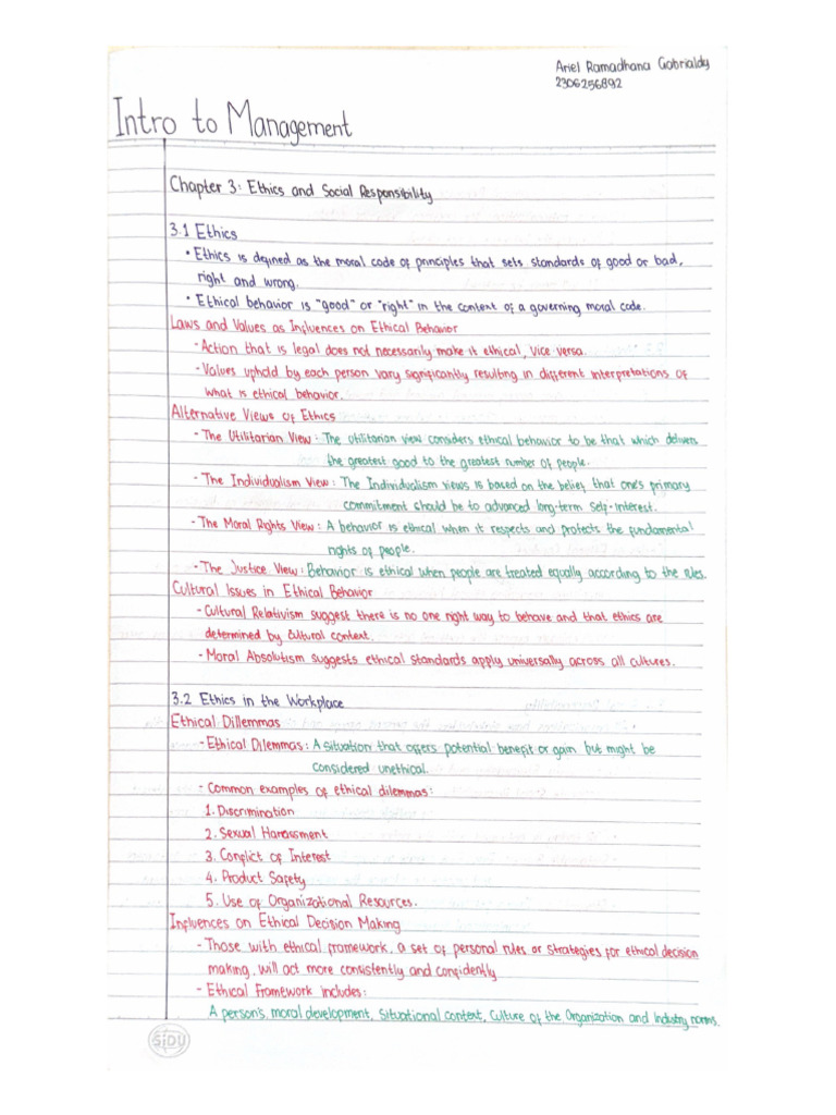 Chapter 3 Summary Intro To Management | PDF