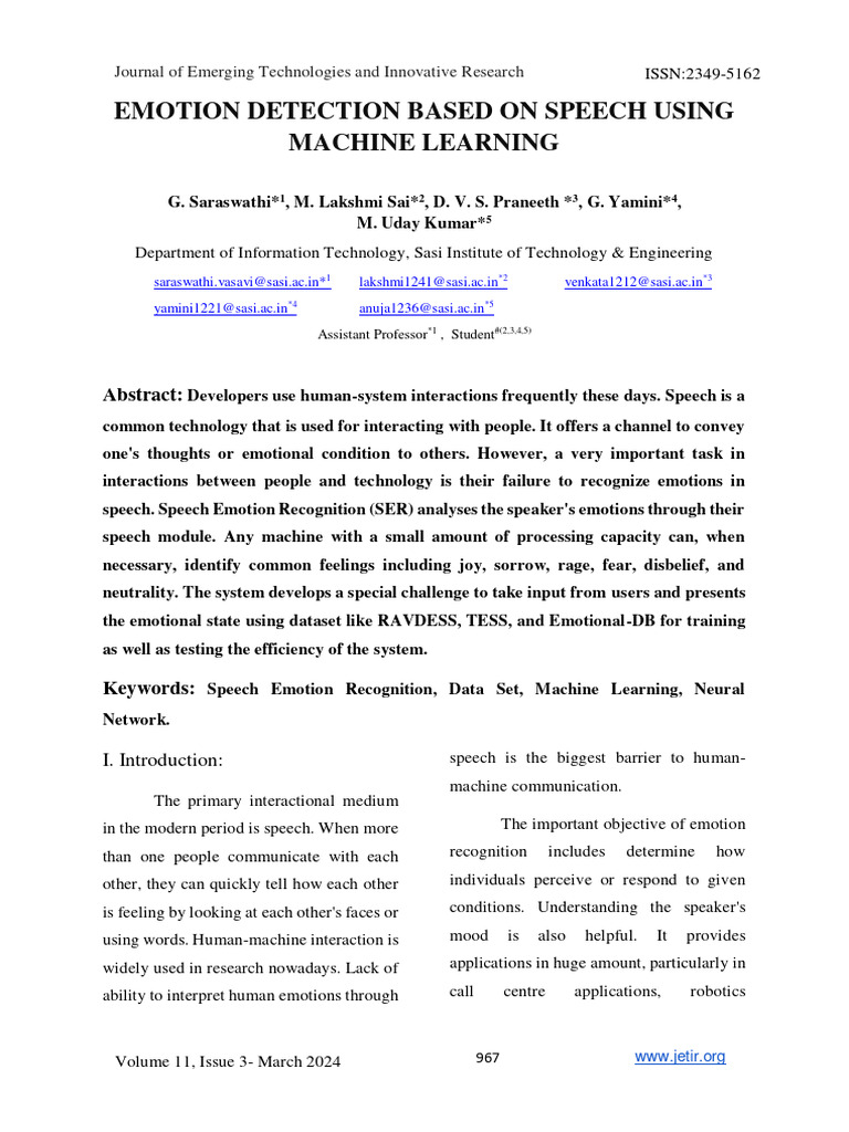 Speech Emotion Detection with ML | PDF | Deep Learning | Artificial ...