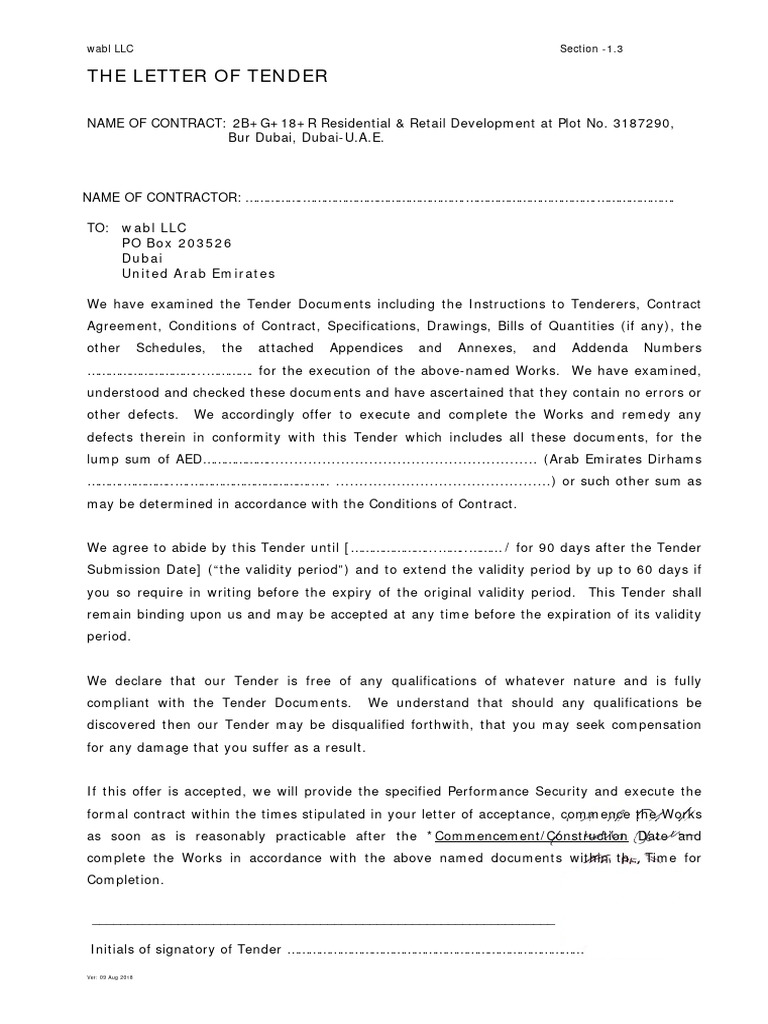 TD3 Letter of Tender | PDF | Private Law | Justice