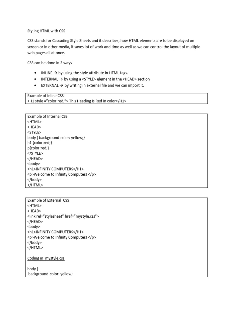 CSS Notes Infinity1 | Download Free PDF | Html | Software Engineering