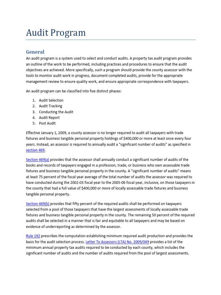 Auditprogram General | PDF | Audit | Tax Assessment