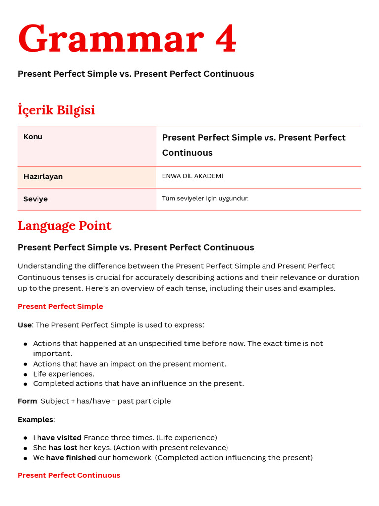 GRAMMAR NOTES (4) | PDF | Perfect (Grammar) | Grammar