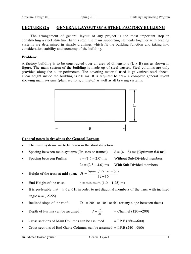 Lecture - 2 - General Layout | PDF | Truss | Roof