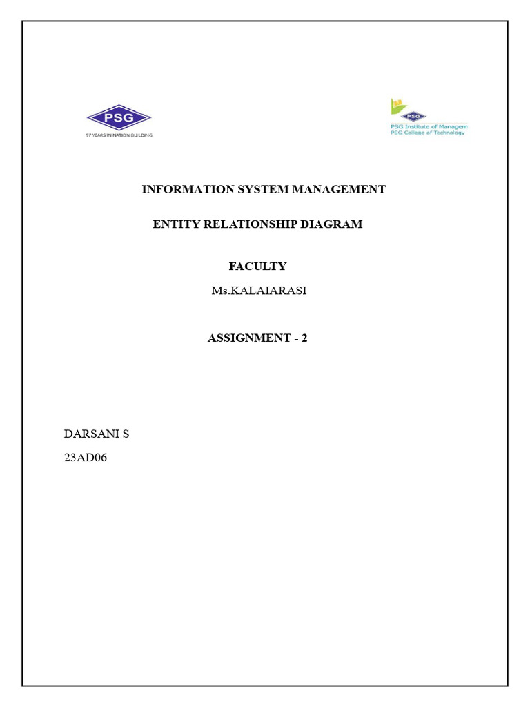 ENTITY RELATIONSHIP DIAGRAM | PDF | Software Design | Information Science