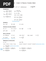 Formula Sheet Physics