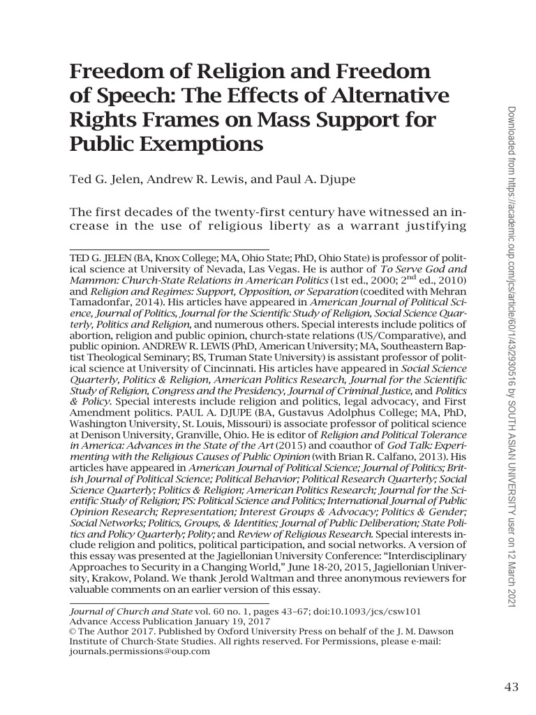 2022-WEEK-1-IML-6-Freedom of Religion and Freedom of Speech-The Effects ...
