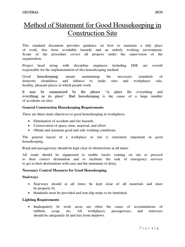 Good Housekeeping in Construction Sites | PDF | Housekeeping | Risk