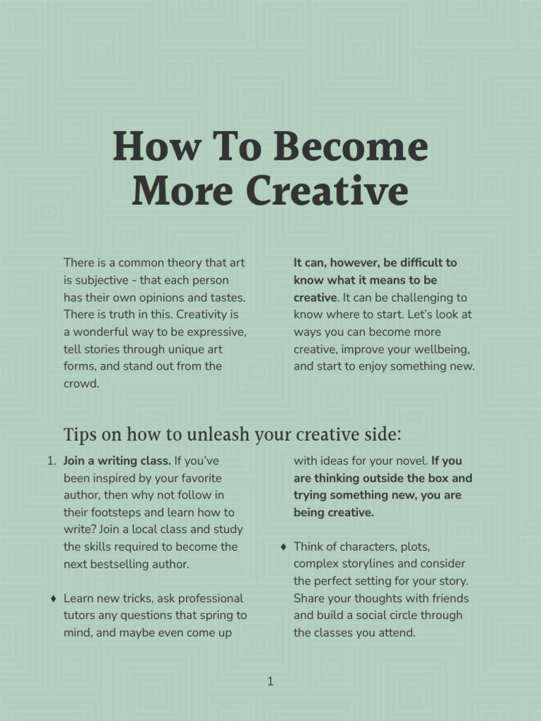 Unleashing Your Creative Potential | PDF | Self-Improvement