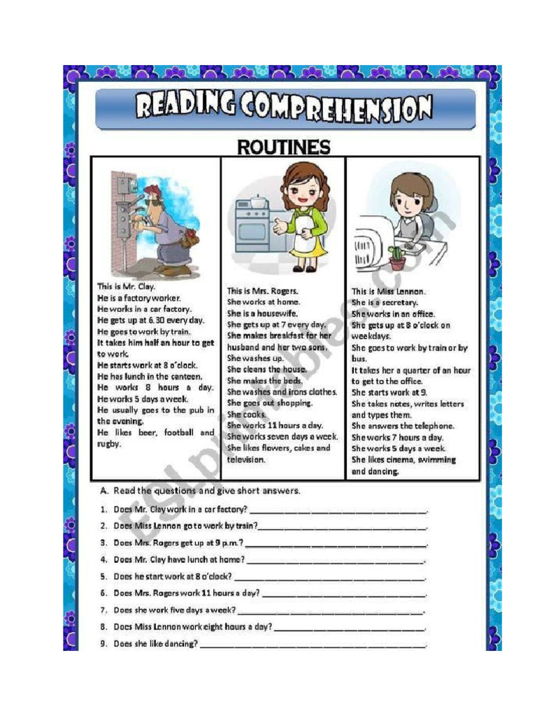 READING COMPREHENSION DAILY ACTIVITIES PDF intelligence overview