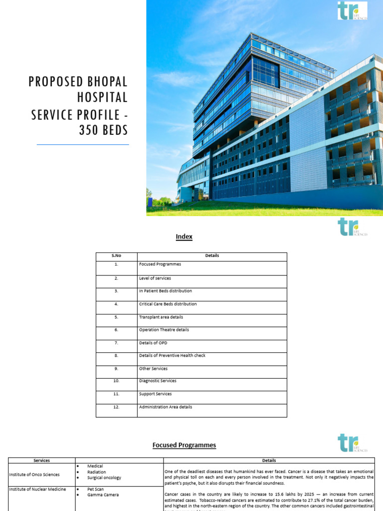 Proposed Bhopal Hospital Overview | PDF | Organ Donation | Intensive ...