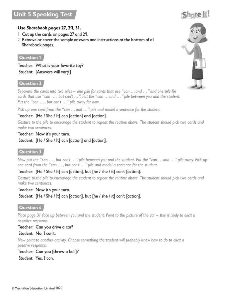 SI TRC2 U5 Speaking Test | PDF | Language Arts & Discipline | Teaching ...