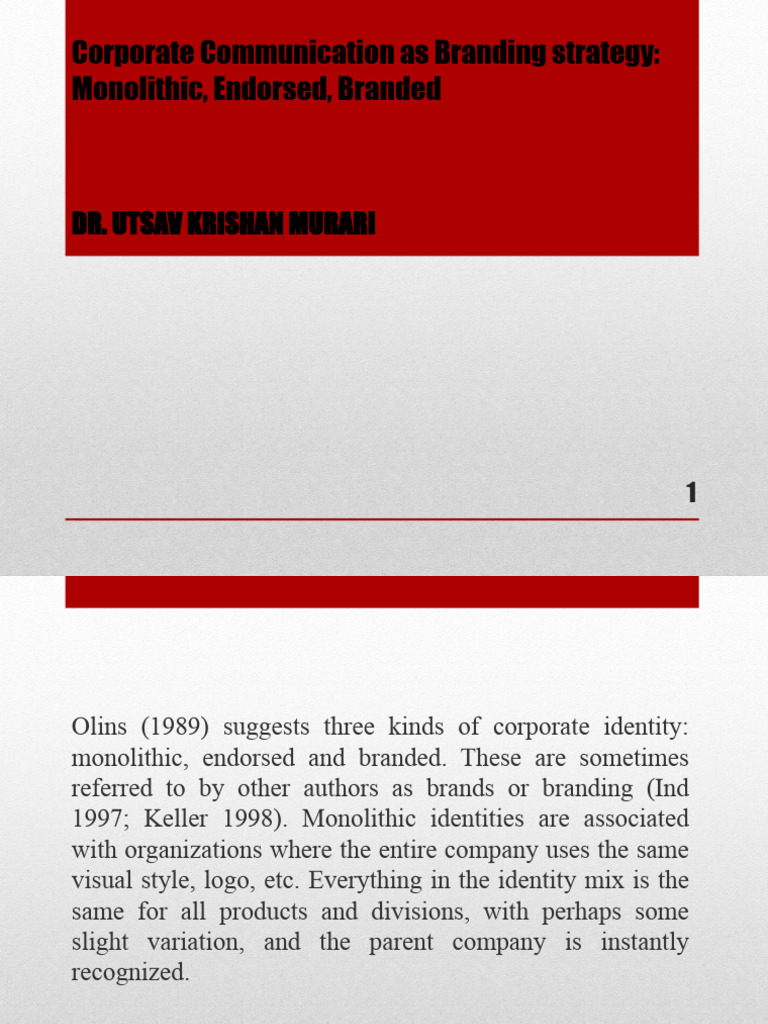 Corporate Identity: Monolithic vs Endorsed | PDF | Brand | Reputation