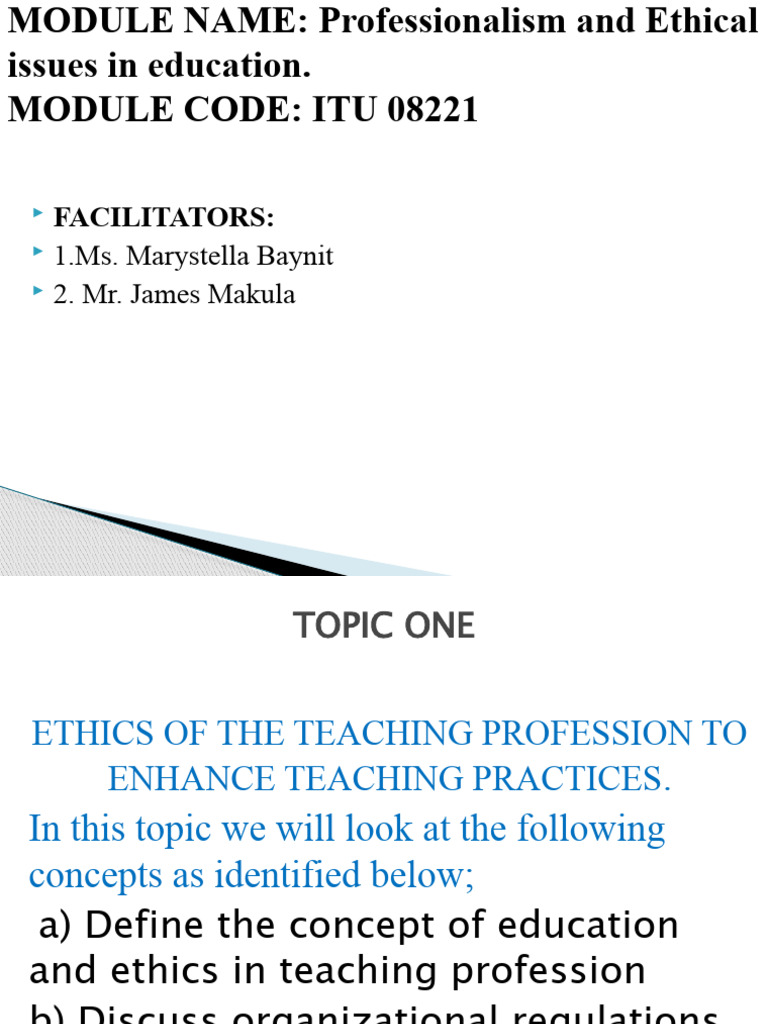 Ethics in Education: Professionalism Guide | PDF | Teachers | Morality