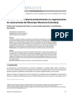 Factores Del Clima Laboral Predominantes en Organizaciones de Salud Privada Del Municipio Montería (Colombia)