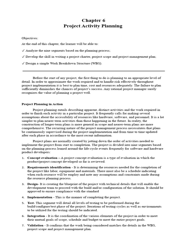 Chapter 6 Project Activity Planning | PDF | Project Management | Business
