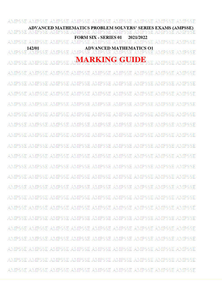 Advanced Mathematics Marking Guide | PDF | Trigonometric Functions ...