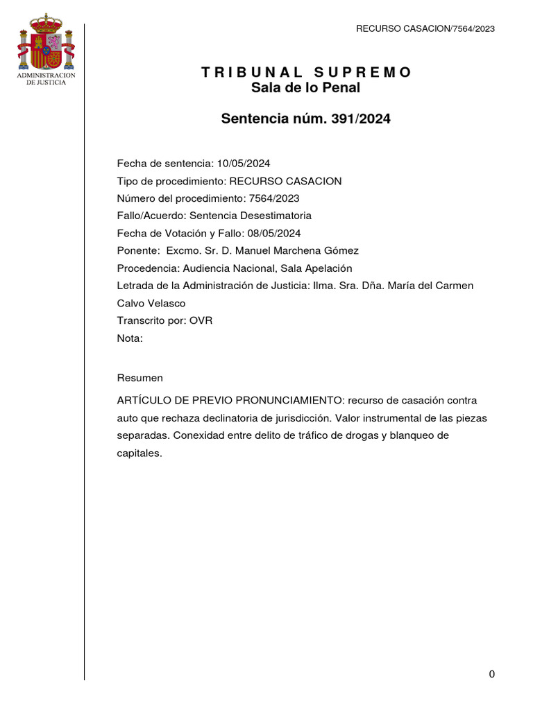 Sentencia ejemplo | Descargar gratis PDF | Judicaturas | Apelación