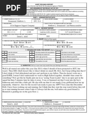 Hurt Feelings Report Da Form Imt Wf1