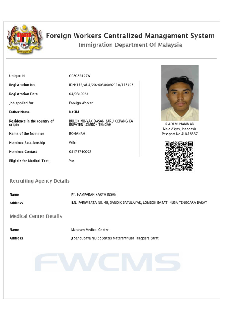 Foreign Workers Centralized Management System: Immigration Department ...