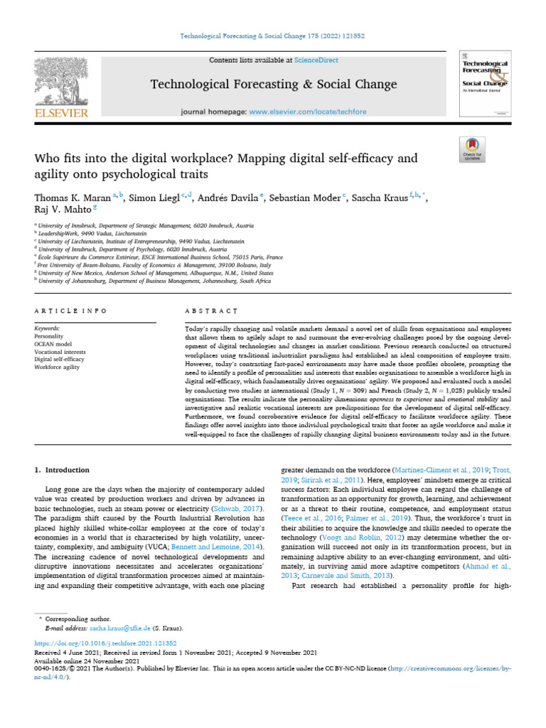 3 Article | PDF | Self Efficacy | Extraversion And Introversion