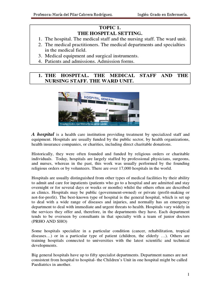 Hospital Setting and Medical Staff | PDF | Hospital | General Practitioner